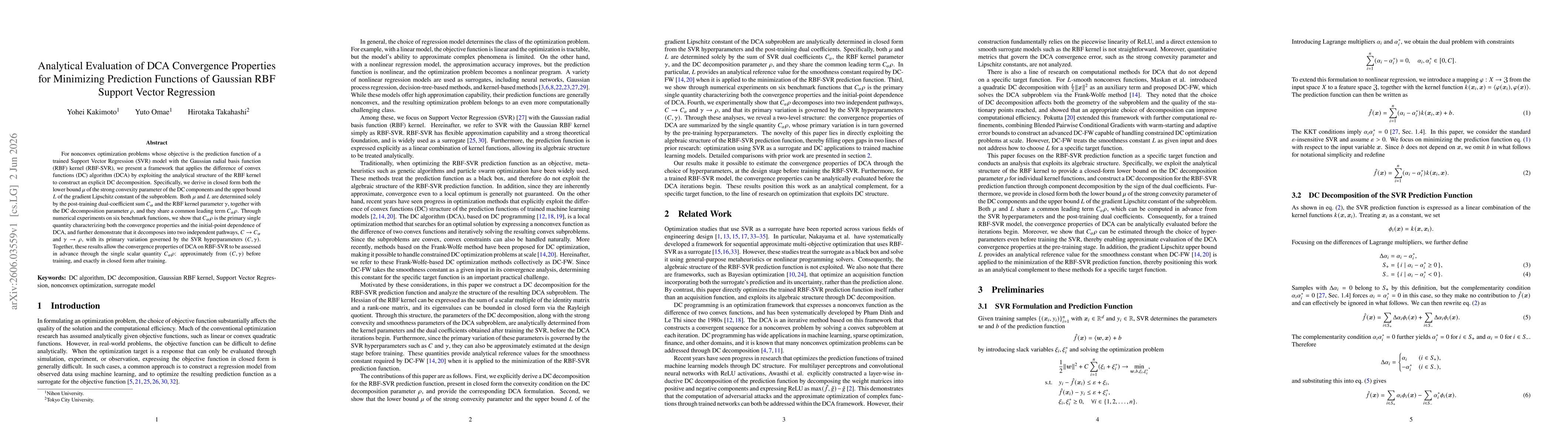 Thumbnail for Analytical Evaluation of DCA Convergence Properties for Minimizing Prediction Functions of Gaussian RBF Support Vector Regression
