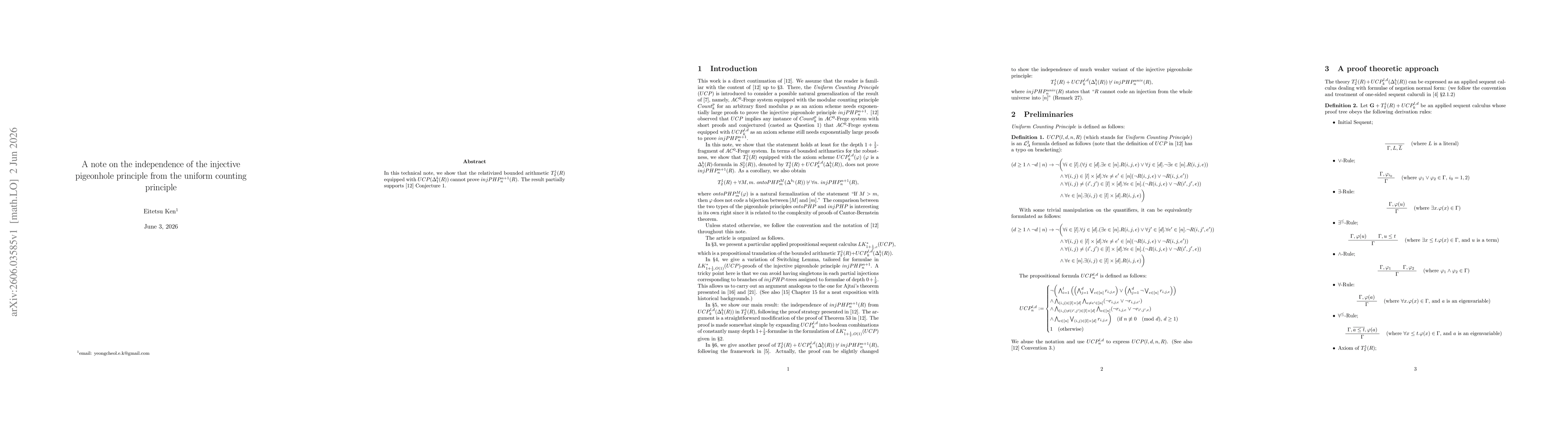 Thumbnail for A note on the independence of the injective pigeonhole principle from the uniform counting principle