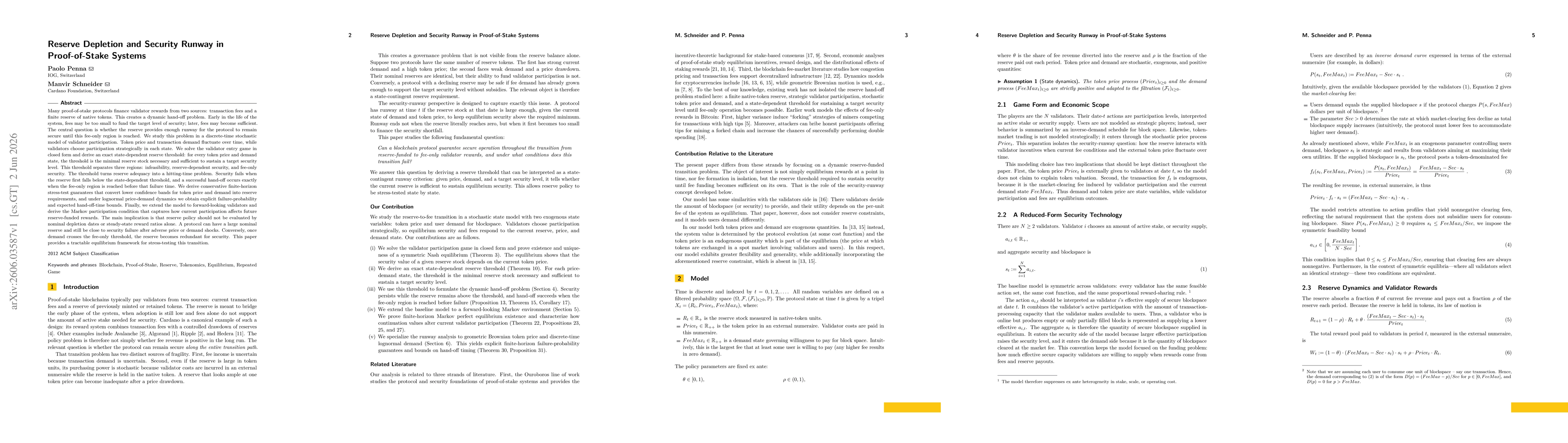 Thumbnail for Reserve Depletion and Security Runway in Proof-of-Stake Systems