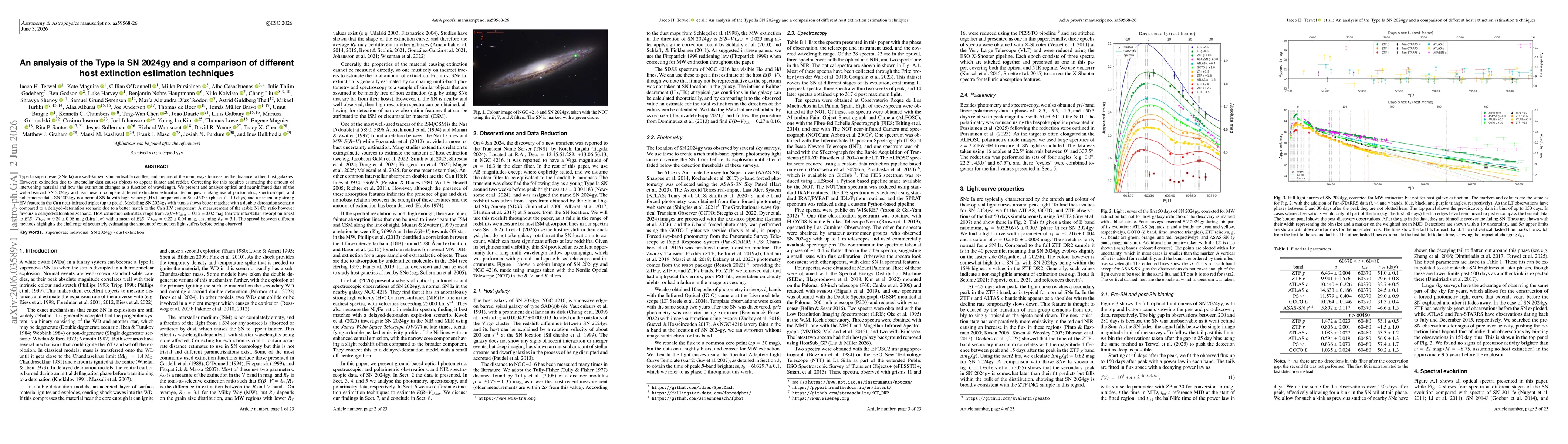 Thumbnail for An analysis of the Type Ia SN 2024gy and a comparison of different host extinction estimation techniques