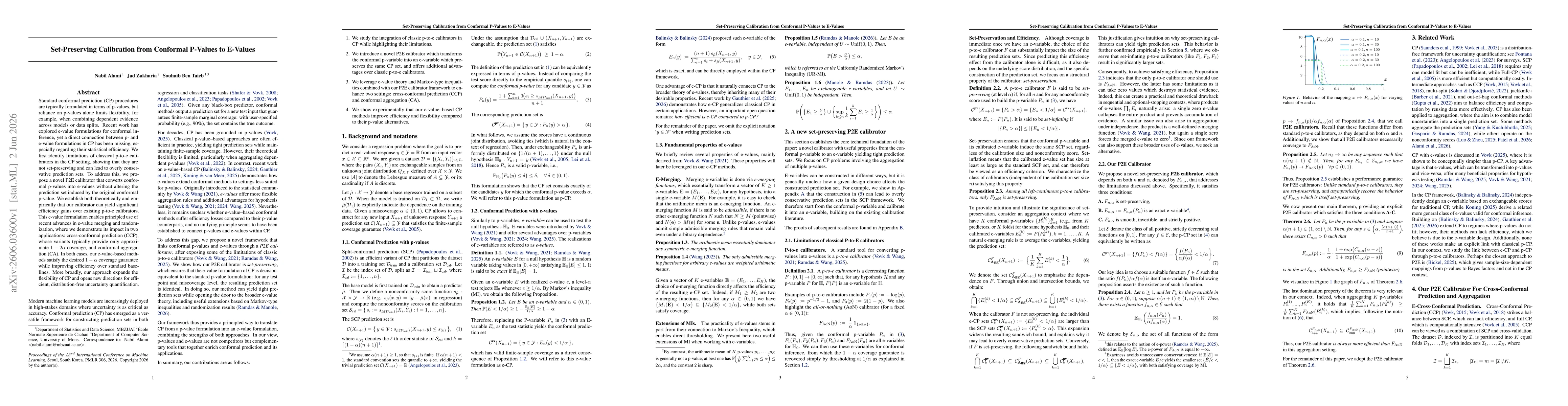 Thumbnail for Set-Preserving Calibration from Conformal P-Values to E-Values