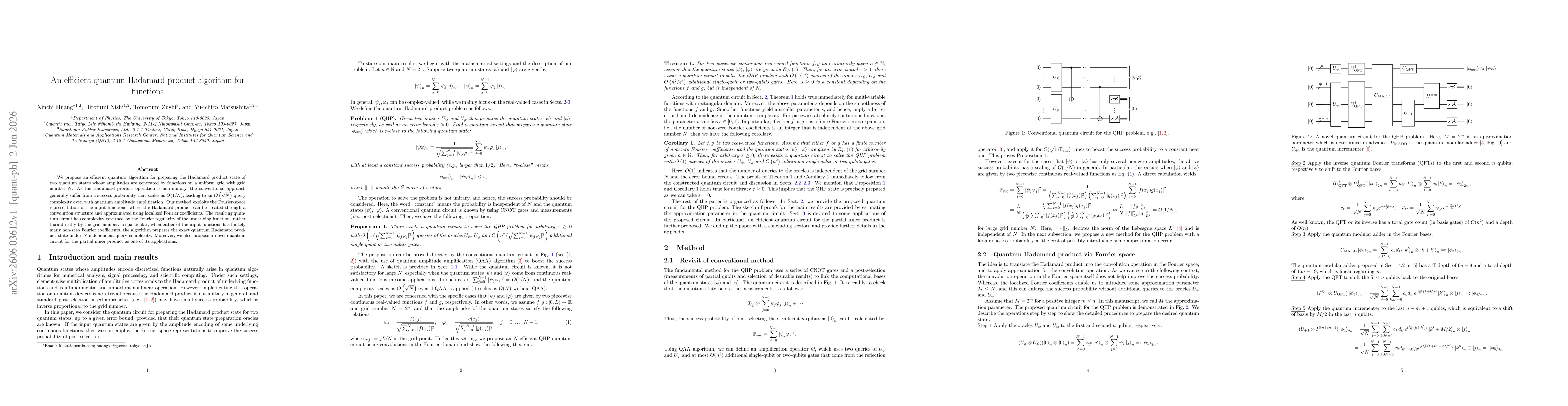 Thumbnail for An efficient quantum Hadamard product algorithm for functions