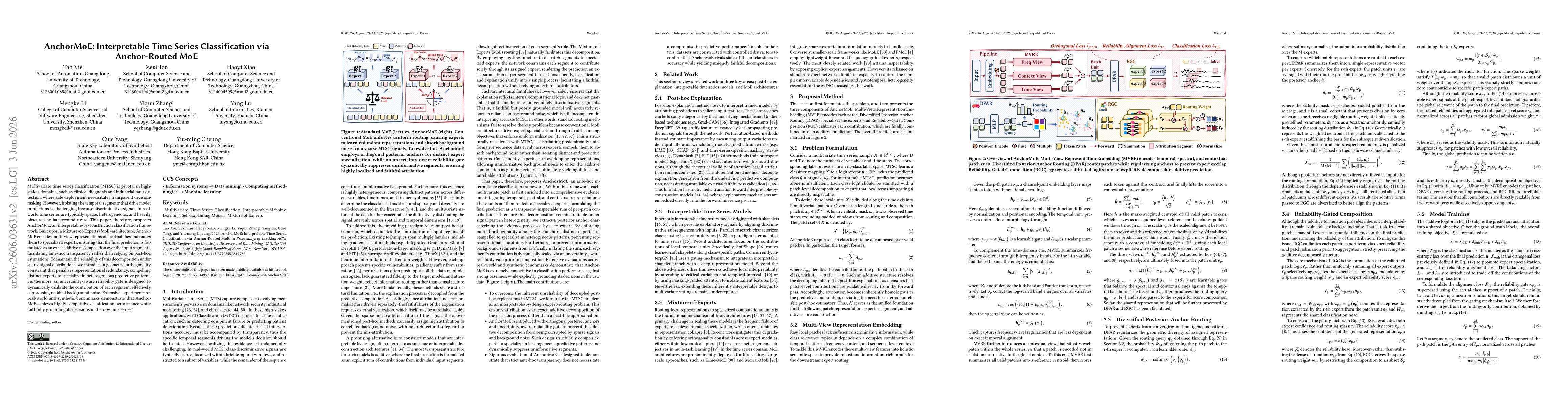 Thumbnail for AnchorMoE: Interpretable Time Series Classification via Anchor-Routed MoE