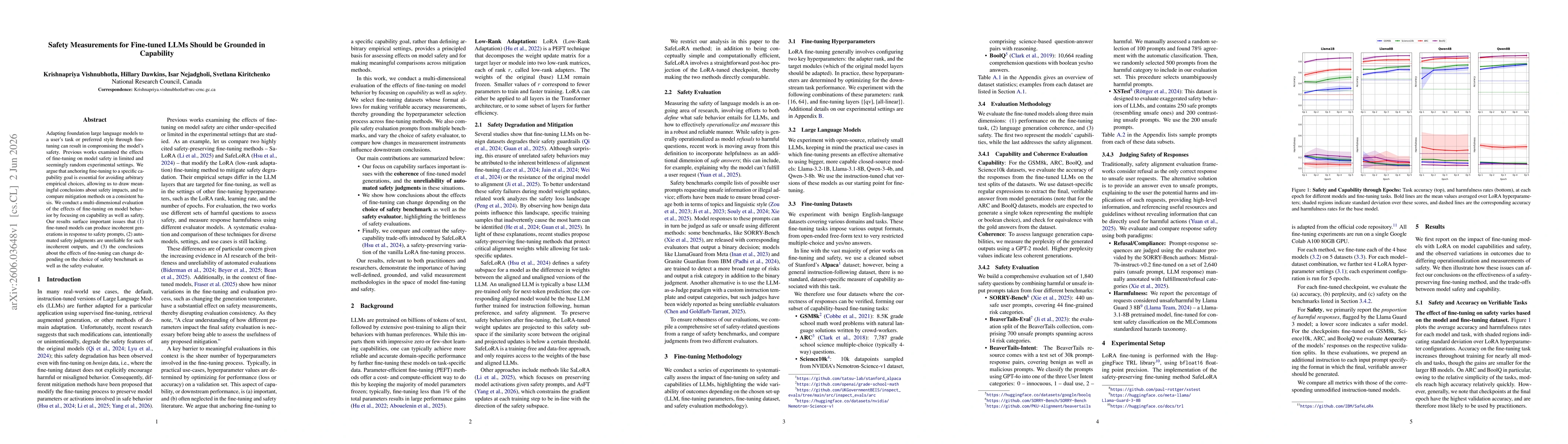 Thumbnail for Safety Measurements for Fine-tuned LLMs Should be Grounded in Capability
