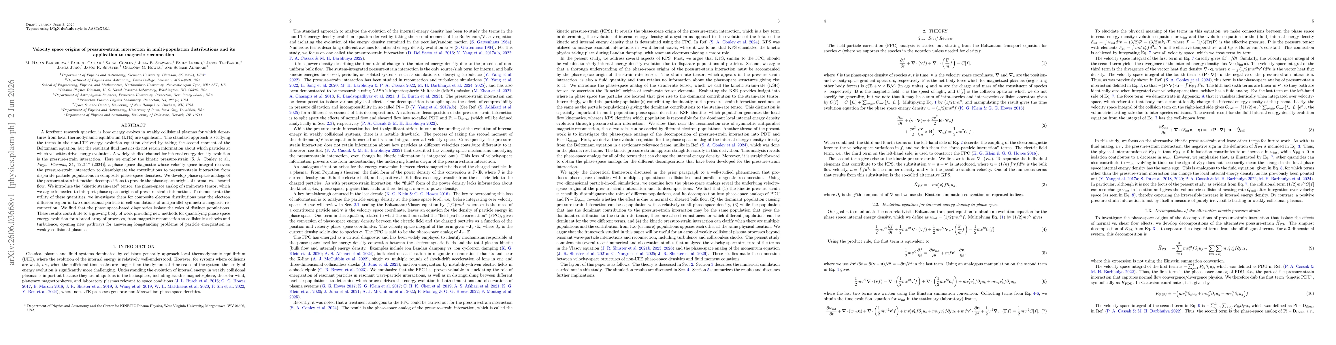 Thumbnail for Velocity space origins of pressure-strain interaction in multi-population distributions and its application to magnetic reconnection