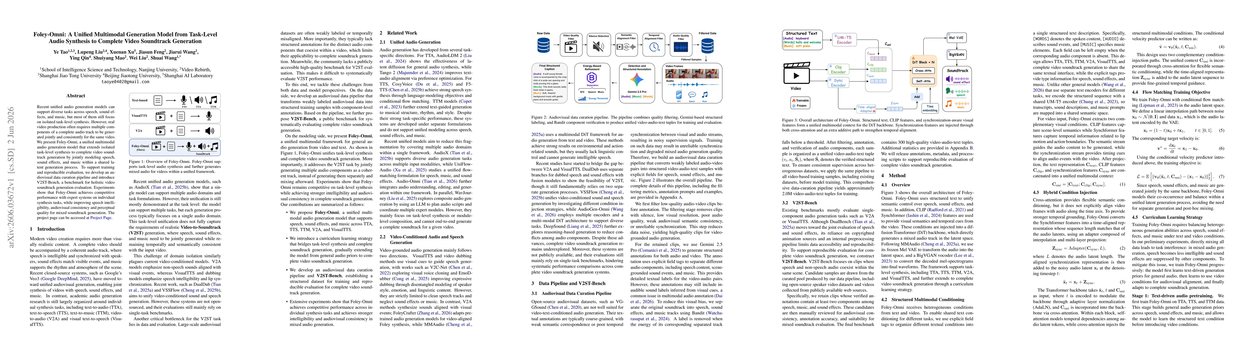 Thumbnail for Foley-Omni: A Unified Multimodal Generation Model from Task-Level Audio Synthesis to Complete Video Soundtrack Generation