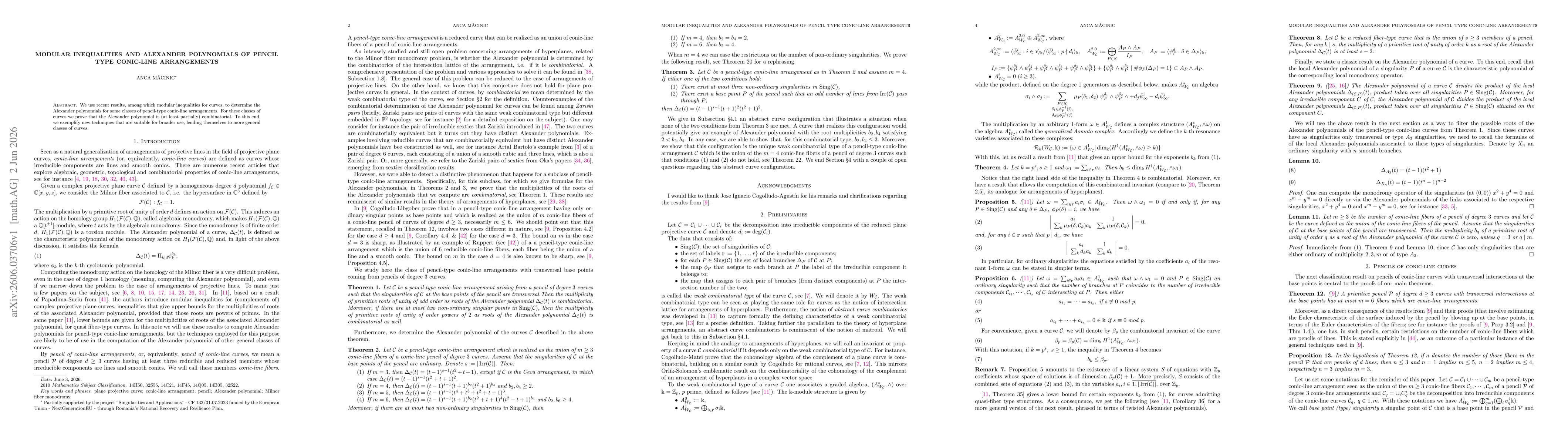 Thumbnail for Modular inequalities and Alexander polynomials of pencil type conic-line arrangements