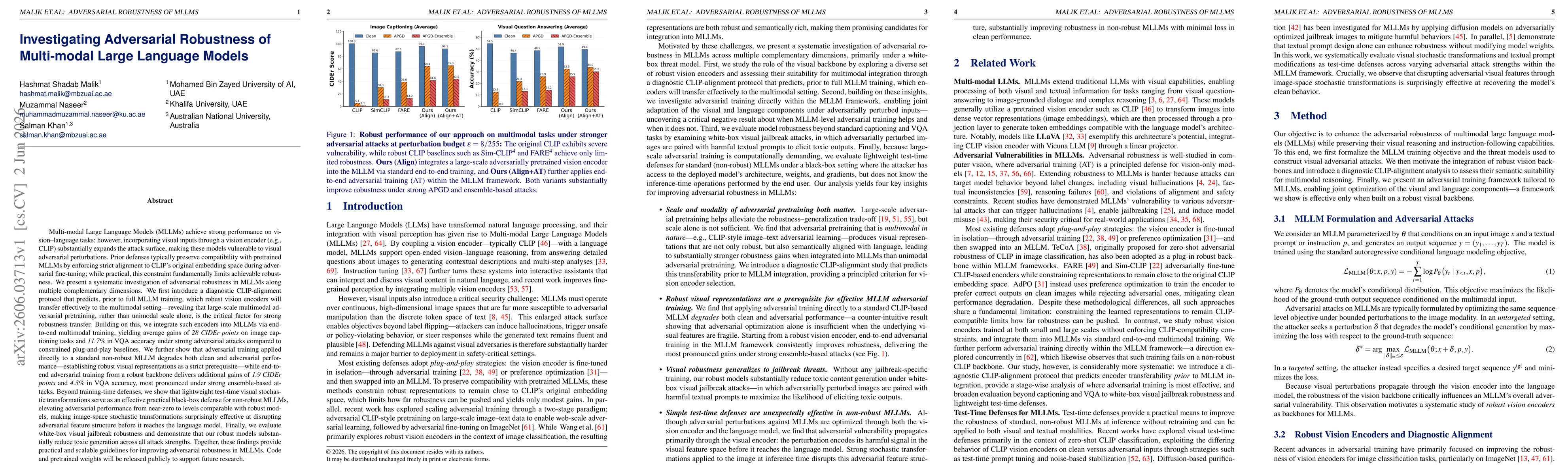 Thumbnail for Investigating Adversarial Robustness of Multi-modal Large Language Models