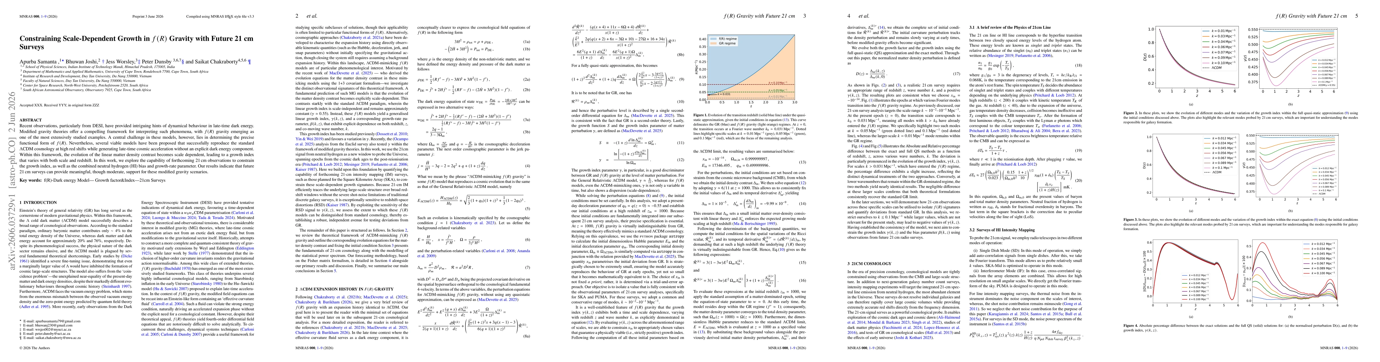 Thumbnail for Constraining Scale-Dependent Growth in $f(R)$ Gravity with Future 21 cm Surveys