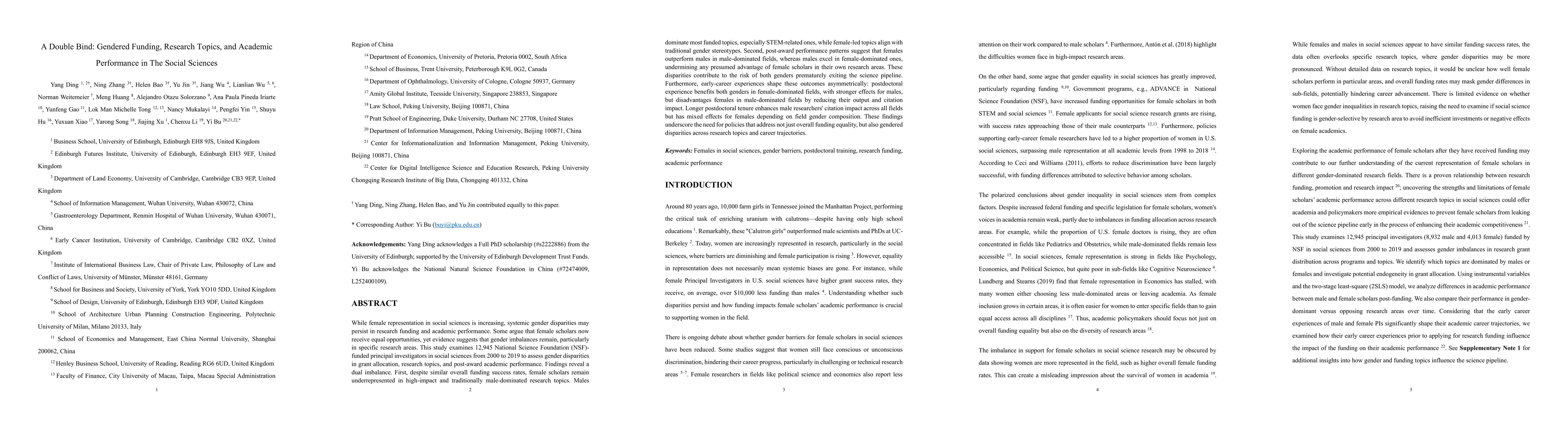Thumbnail for A Double Bind: Gendered Funding, Research Topics, and Academic Performance in The Social Sciences