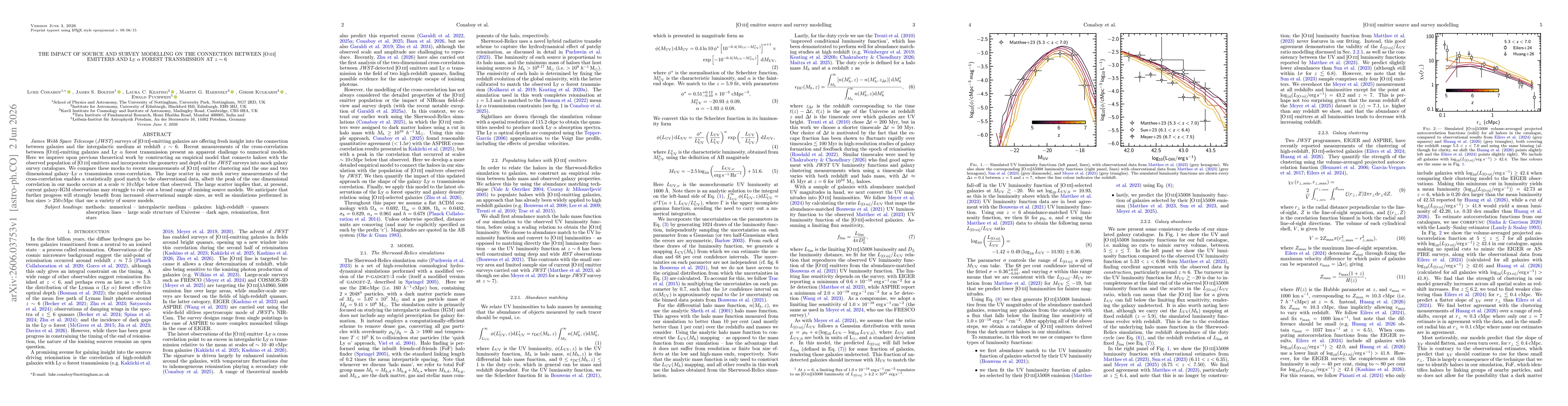 Thumbnail for The impact of source and survey modelling on the connection between [O III] emitters and Ly $α$ forest transmission at z ~ 6