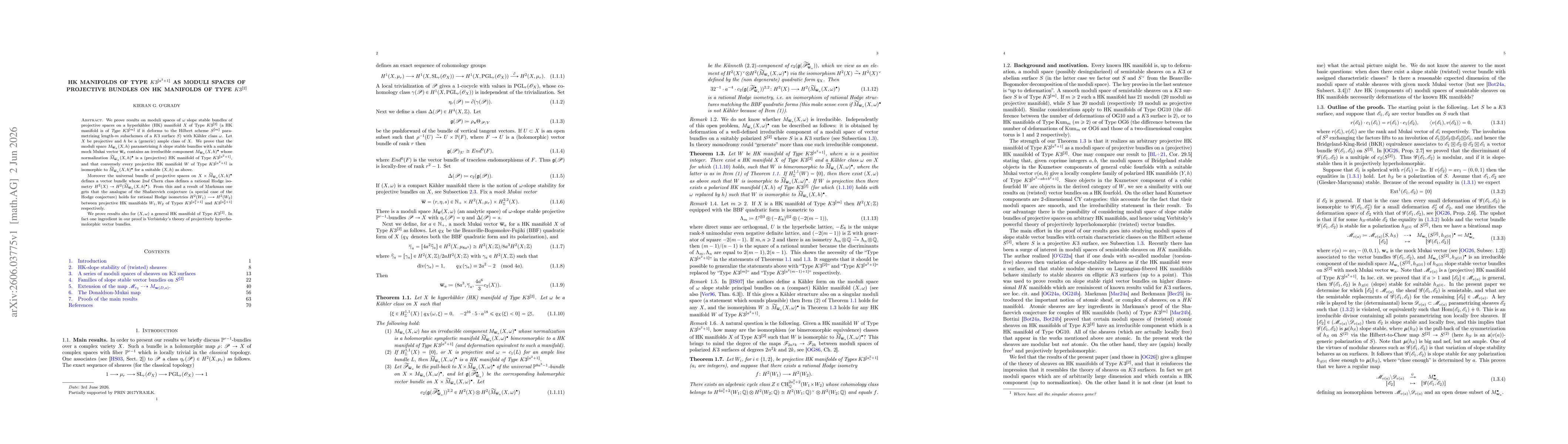 Thumbnail for HK manifolds of Type $K3^{[a^2+1]}$ as moduli spaces of projective bundles on HK manifolds of Type $K3^{[2]}$