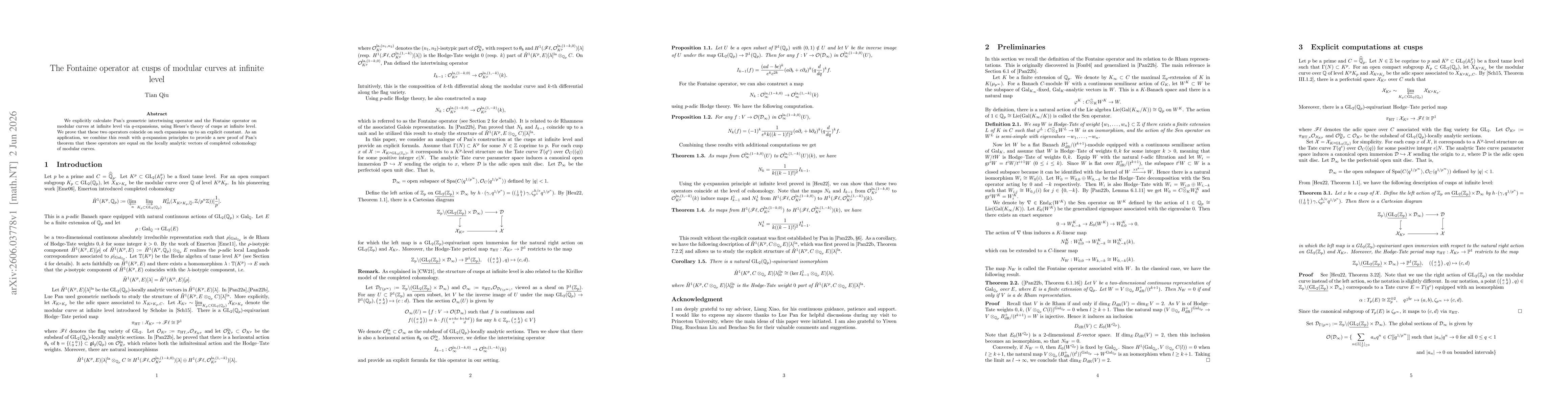 Thumbnail for The Fontaine operator at cusps of modular curves at infinite level