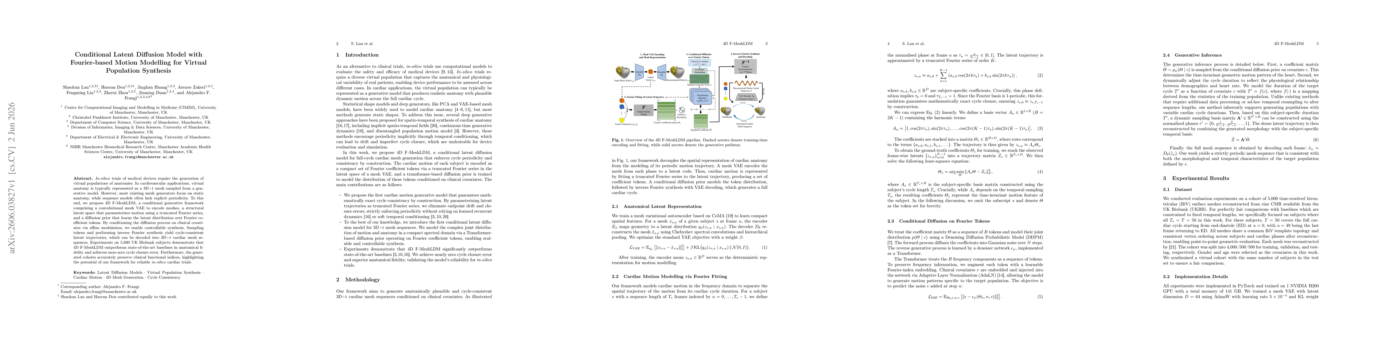 Thumbnail for Conditional Latent Diffusion Model with Fourier-based Motion Modelling for Virtual Population Synthesis