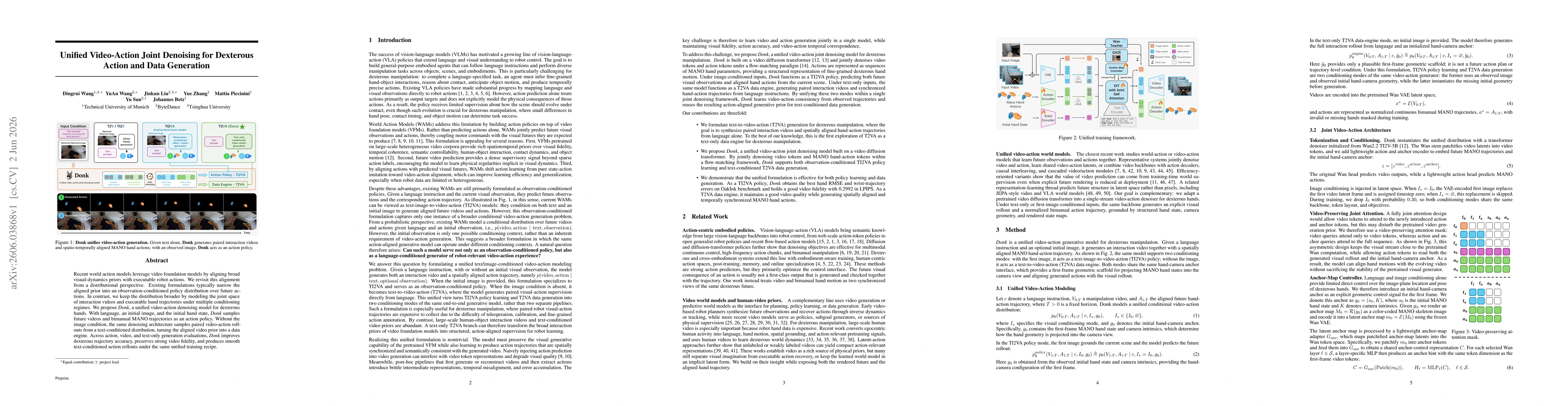 Thumbnail for Unified Video-Action Joint Denoising for Dexterous Action and Data Generation