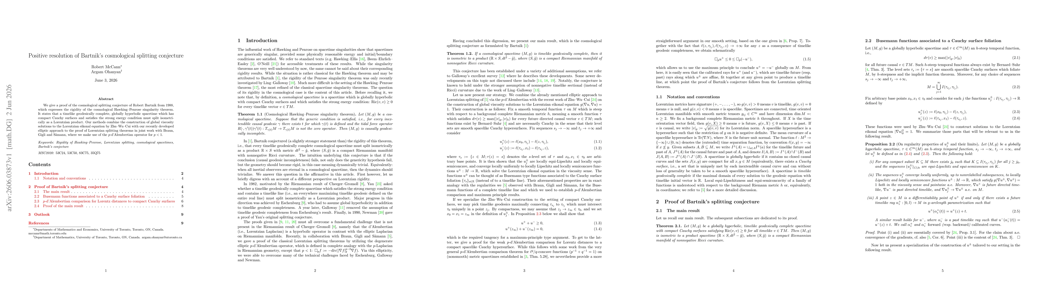 Thumbnail for Positive resolution of Bartnik's cosmological splitting conjecture