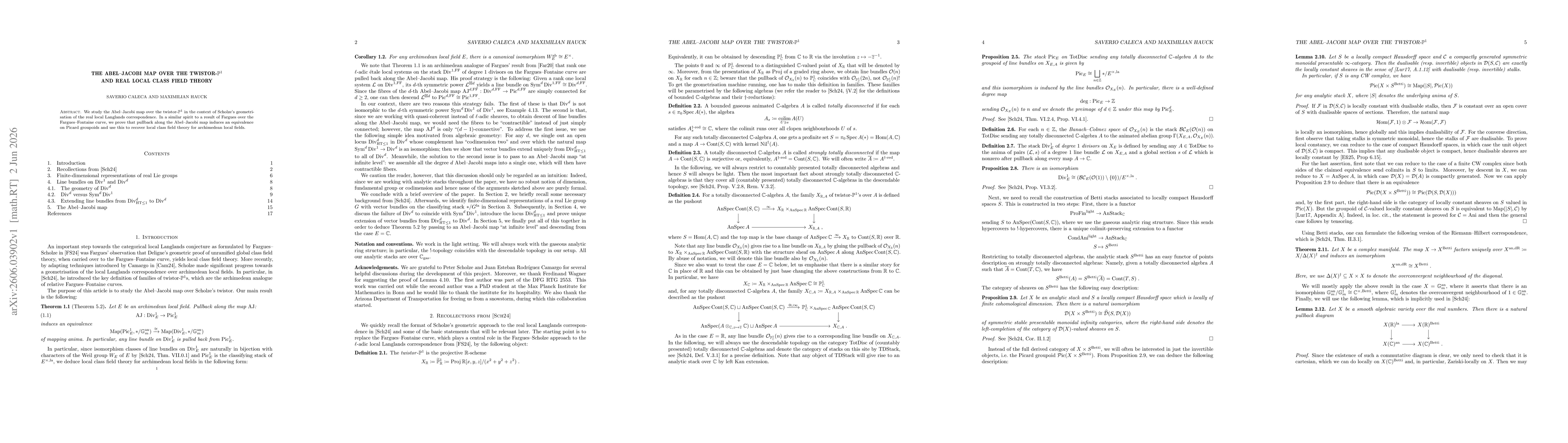 Thumbnail for The Abel--Jacobi map over the twistor-$\mathbb{P}^1$ and real local class field theory