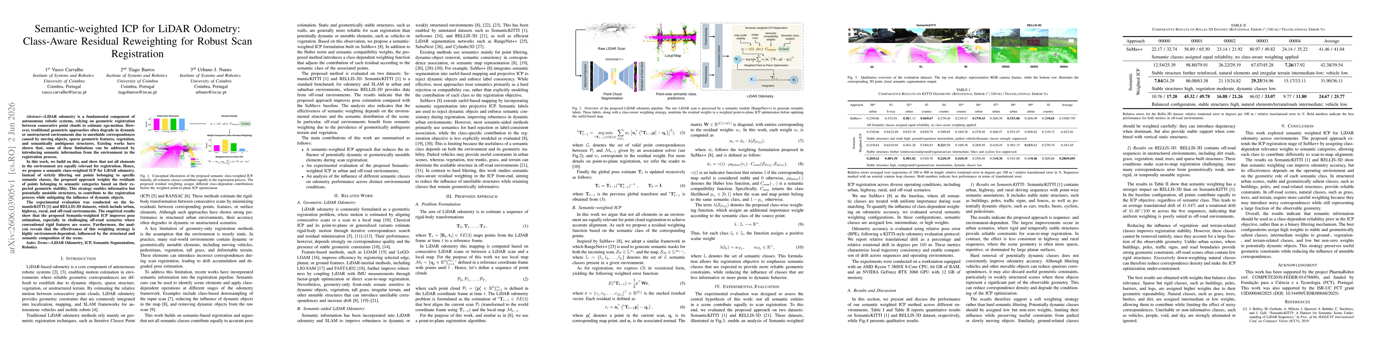 Thumbnail for Semantic-weighted ICP for LiDAR Odometry: Class-Aware Residual Reweighting for Robust Scan Registration
