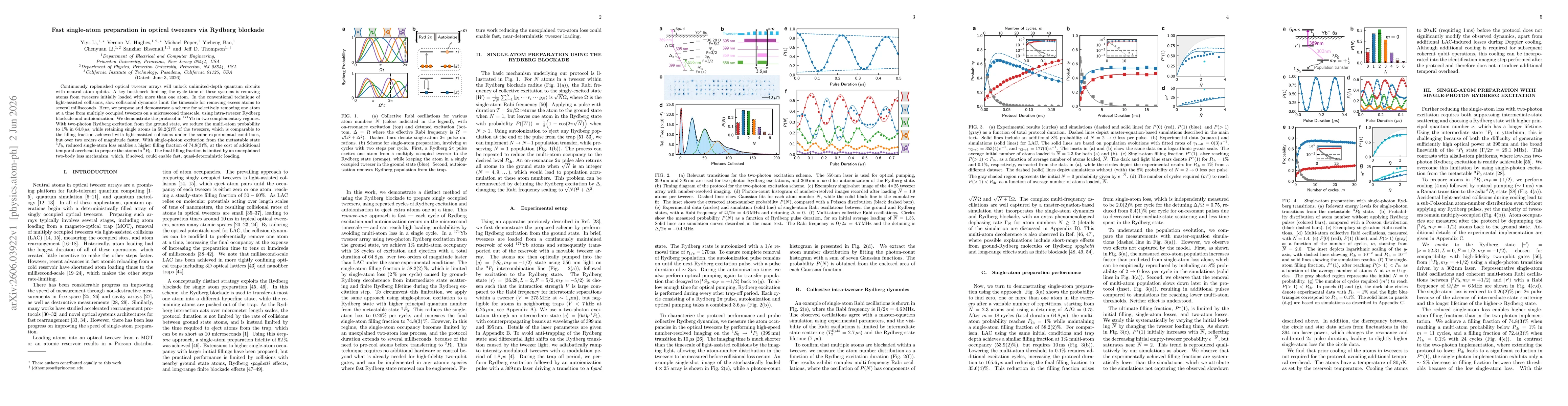 Thumbnail for Fast single-atom preparation in optical tweezers via Rydberg blockade