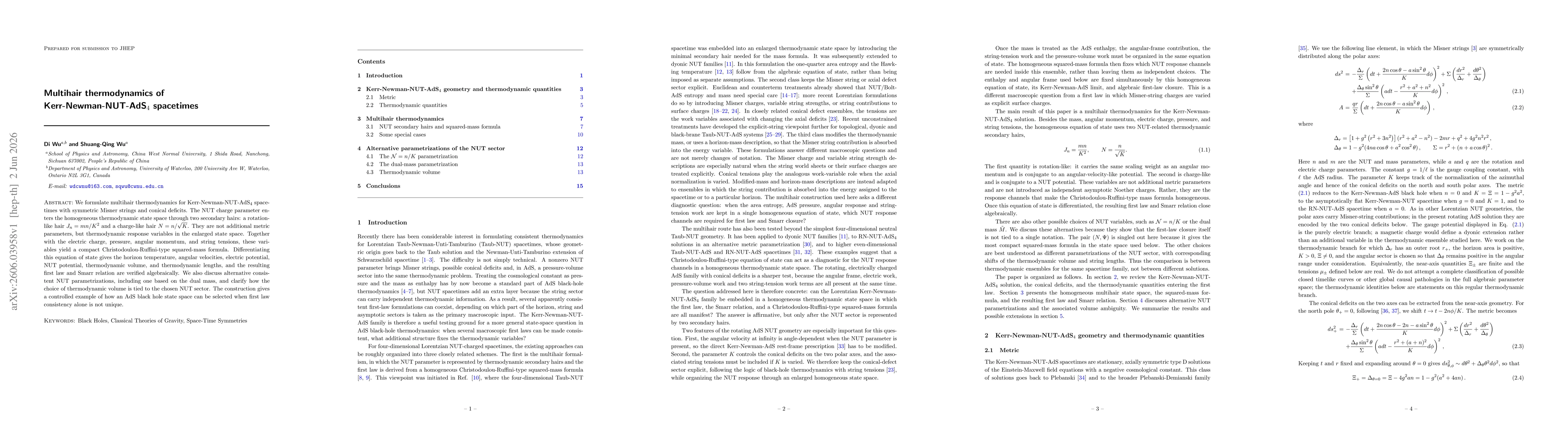 Thumbnail for Multihair thermodynamics of Kerr-Newman-NUT-AdS$_4$ spacetimes