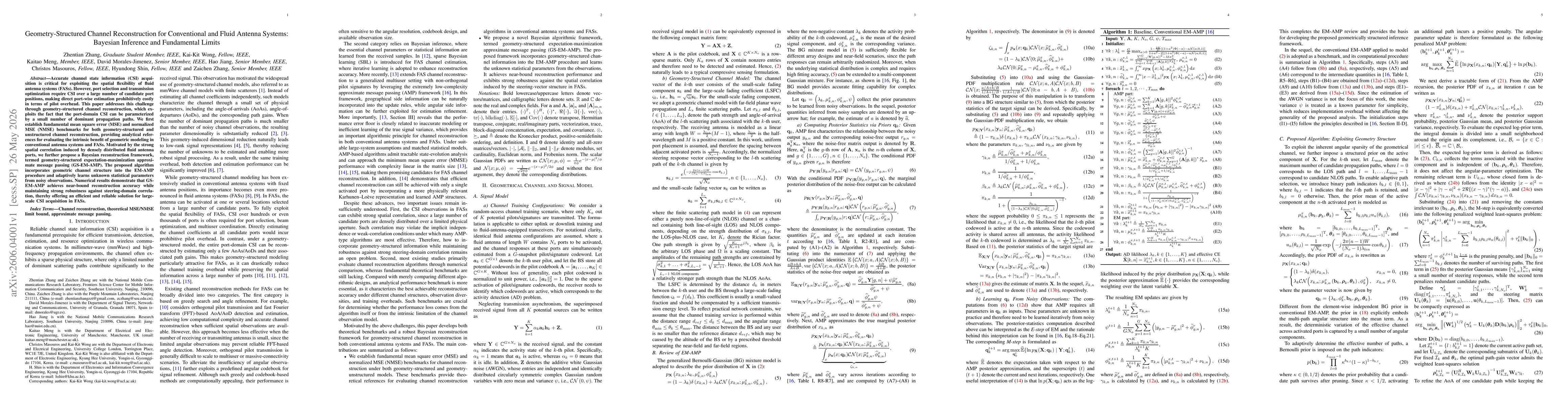 Thumbnail for Geometry-Structured Channel Reconstruction for Conventional and Fluid Antenna Systems: Bayesian Inference and Fundamental Limits