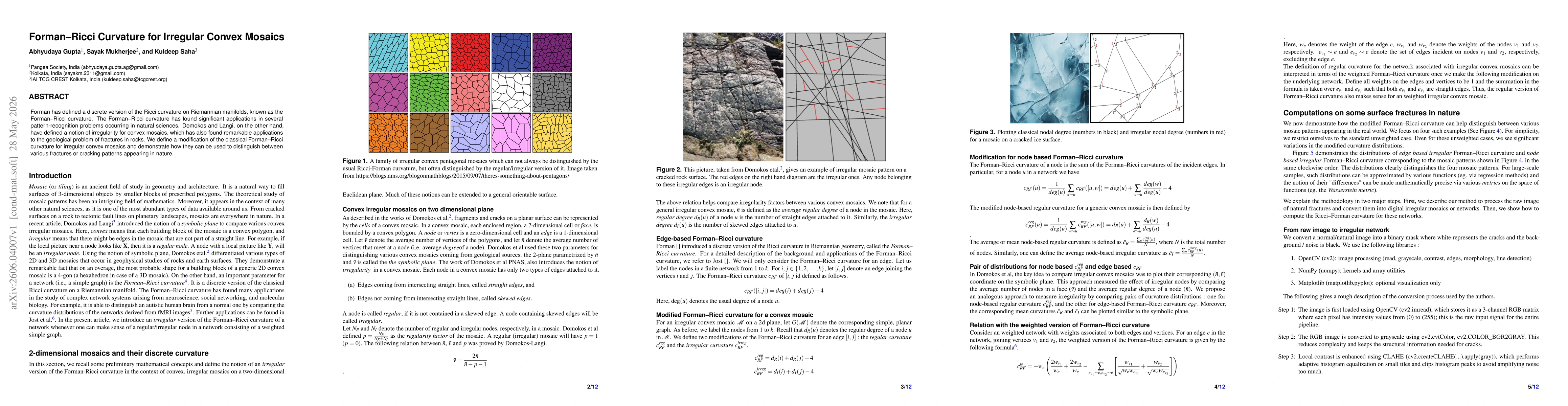Thumbnail for Forman--Ricci Curvature for Irregular Convex Mosaics