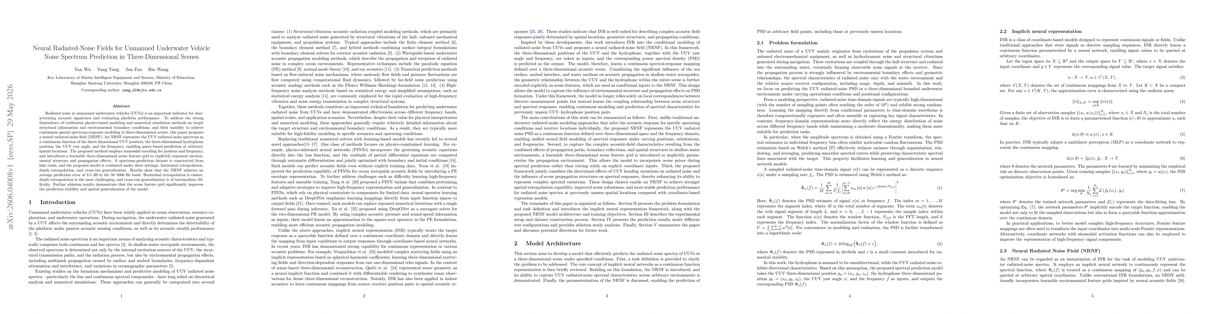 Thumbnail for Neural Radiated-Noise Fields for Unmanned Underwater Vehicle Noise Spectrum Prediction in Three-Dimensional Scenes