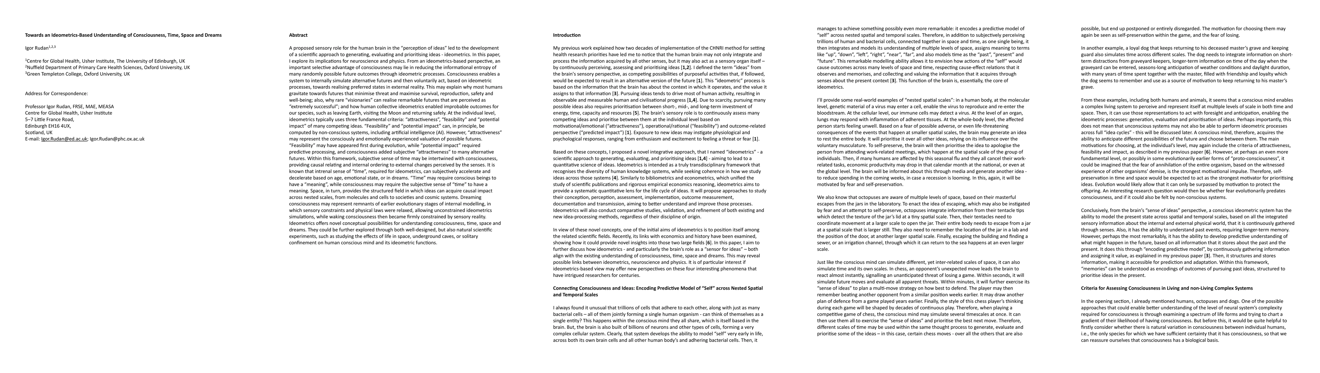 Thumbnail for Towards an Ideometrics-Based Understanding of Consciousness, Time, Space and Dreams
