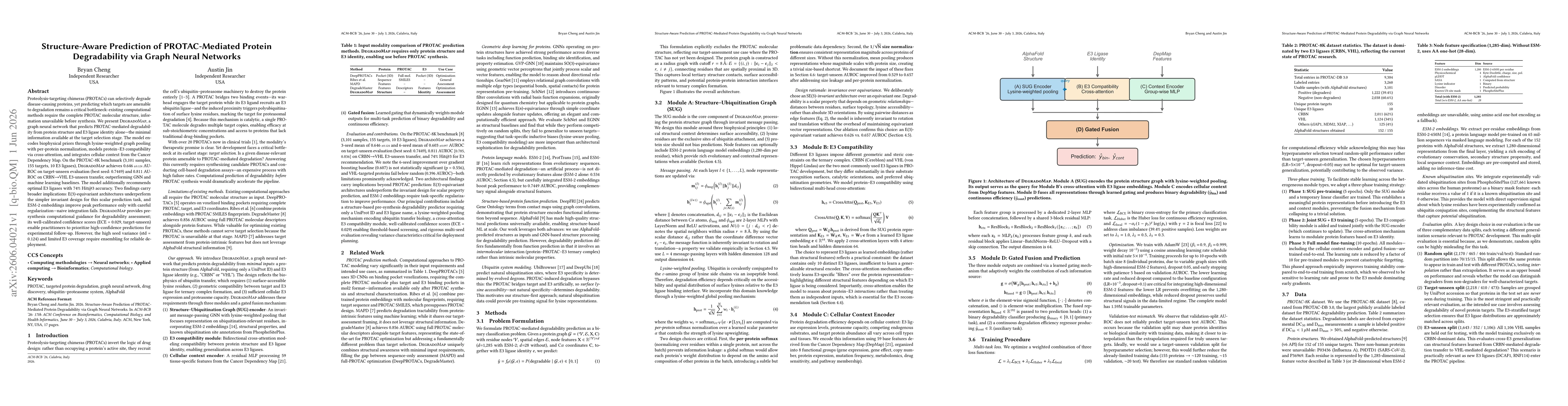 Thumbnail for Structure-Aware Prediction of PROTAC-Mediated Protein Degradability via Graph Neural Networks