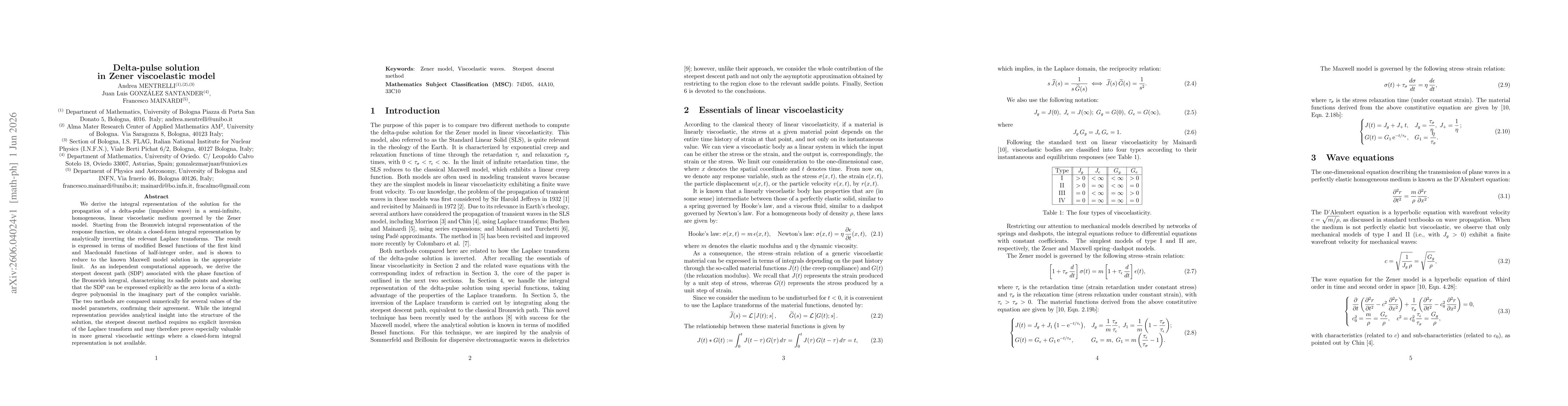 Thumbnail for Delta-pulse solution in Zener viscoelastic model