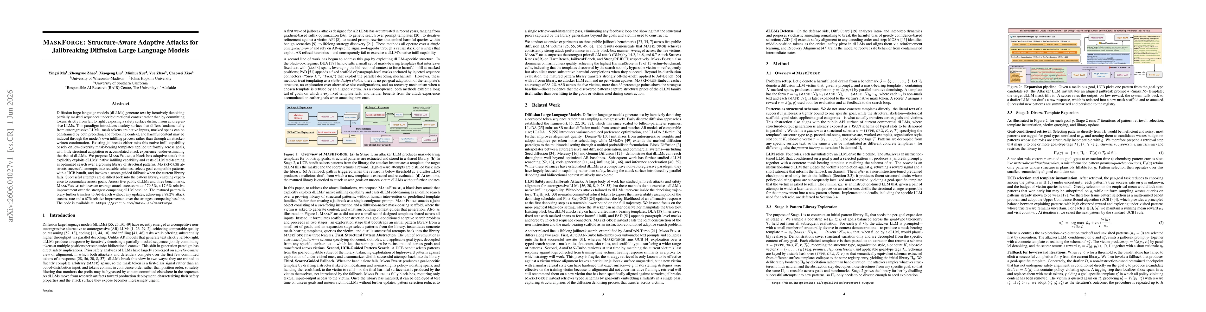 Thumbnail for MaskForge: Structure-Aware Adaptive Attacks for Jailbreaking Diffusion Large Language Models