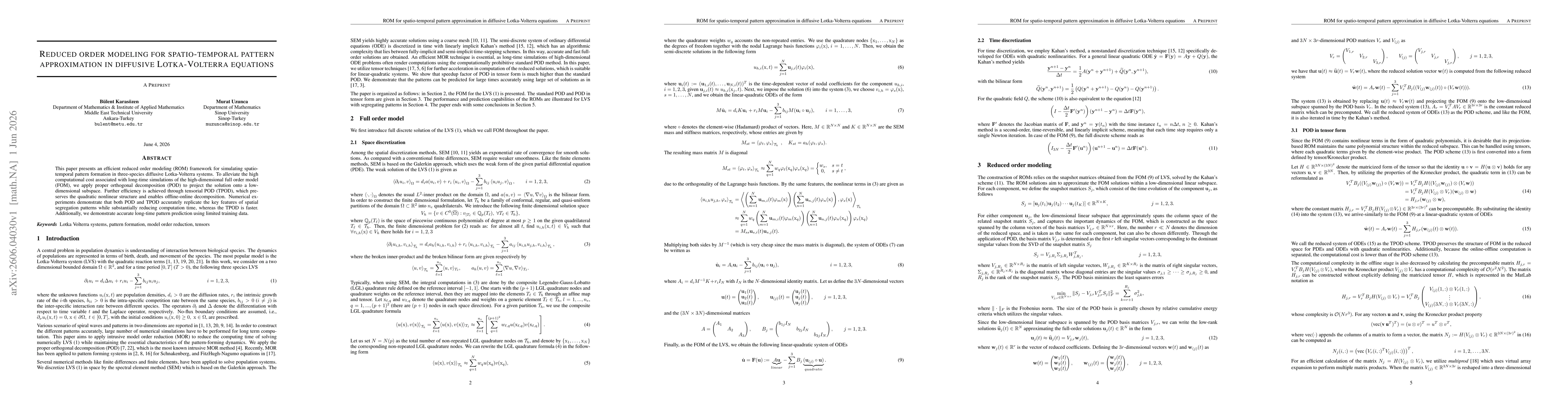 Thumbnail for Reduced order modeling for spatio-temporal pattern approximation in diffusive Lotka-Volterra equations