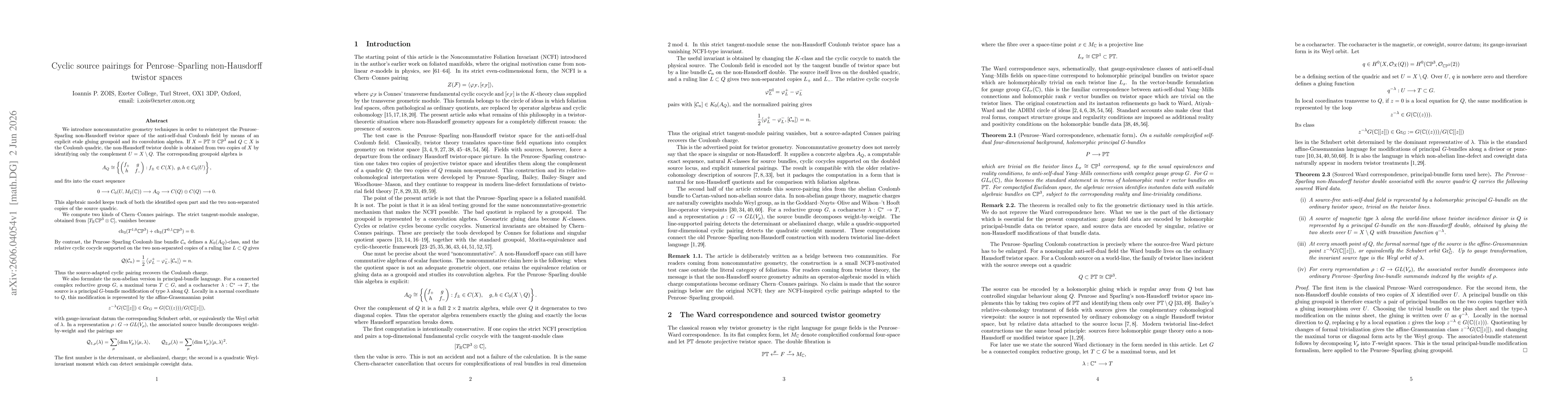 Thumbnail for Cyclic source pairings for Penrose--Sparling non-Hausdorff twistor spaces