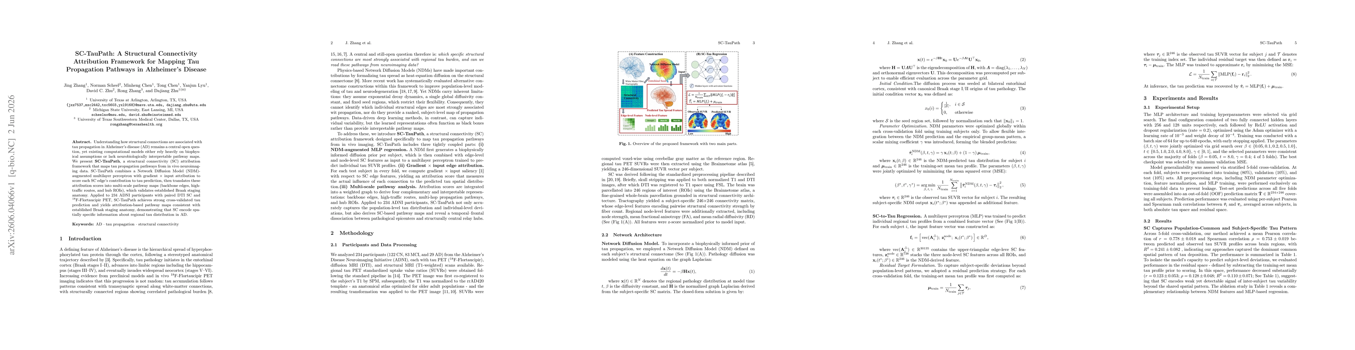 Thumbnail for SC-TauPath: A Structural Connectivity Attribution Framework for Mapping Tau Propagation Pathways in Alzheimer's Disease