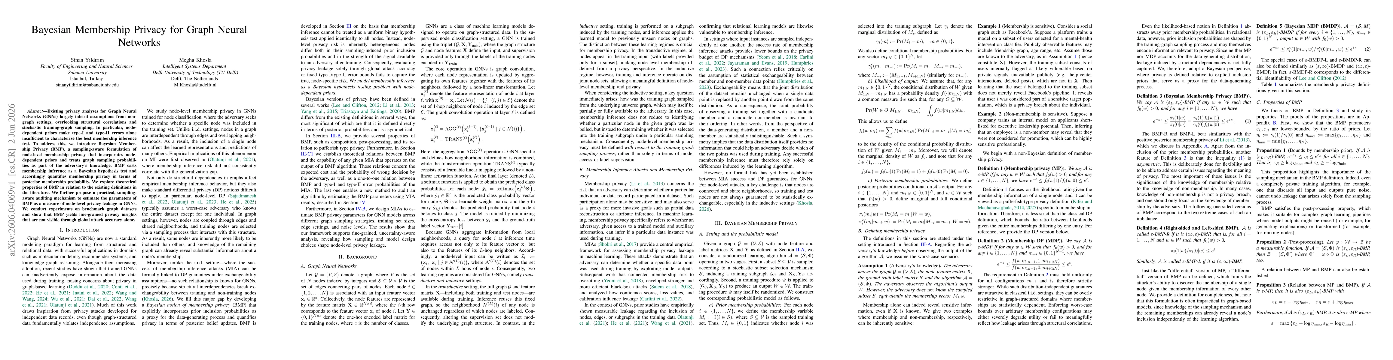 Thumbnail for Bayesian Membership Privacy for Graph Neural Networks
