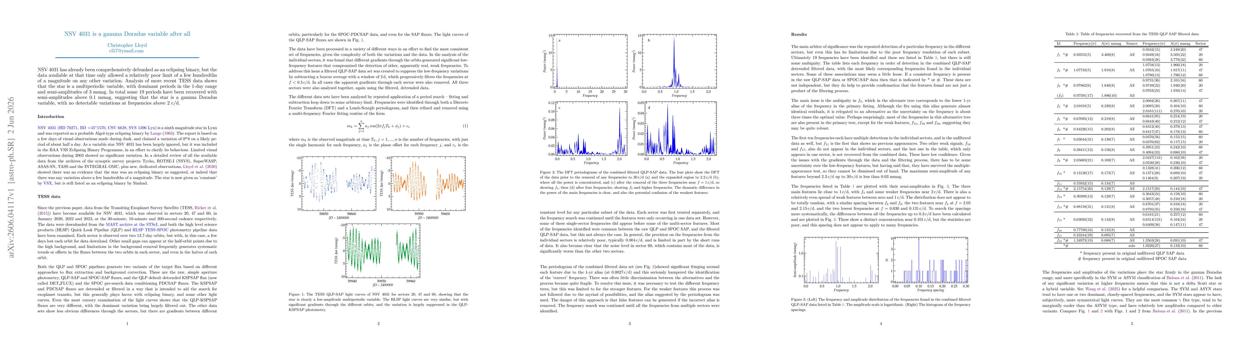 Thumbnail for NSV 4031 is a gamma Doradus variable after all