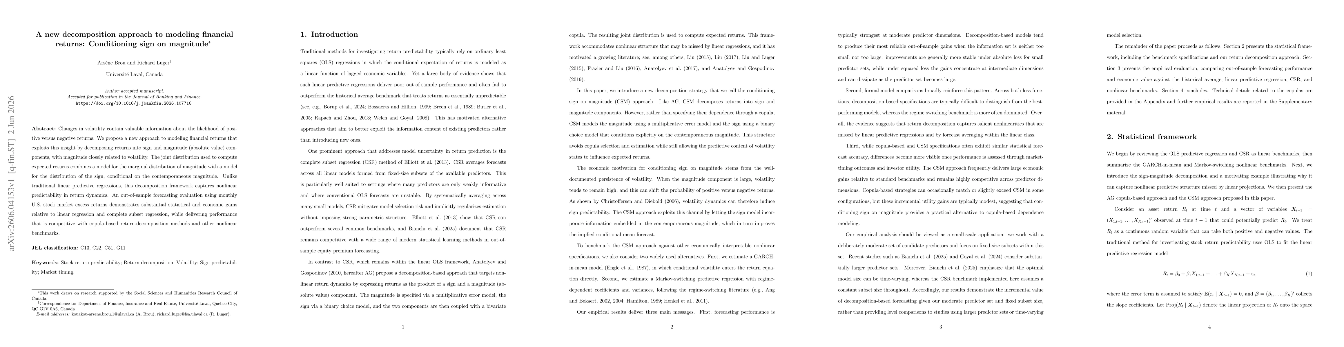 Thumbnail for A new decomposition approach to modeling financial returns: Conditioning sign on magnitude