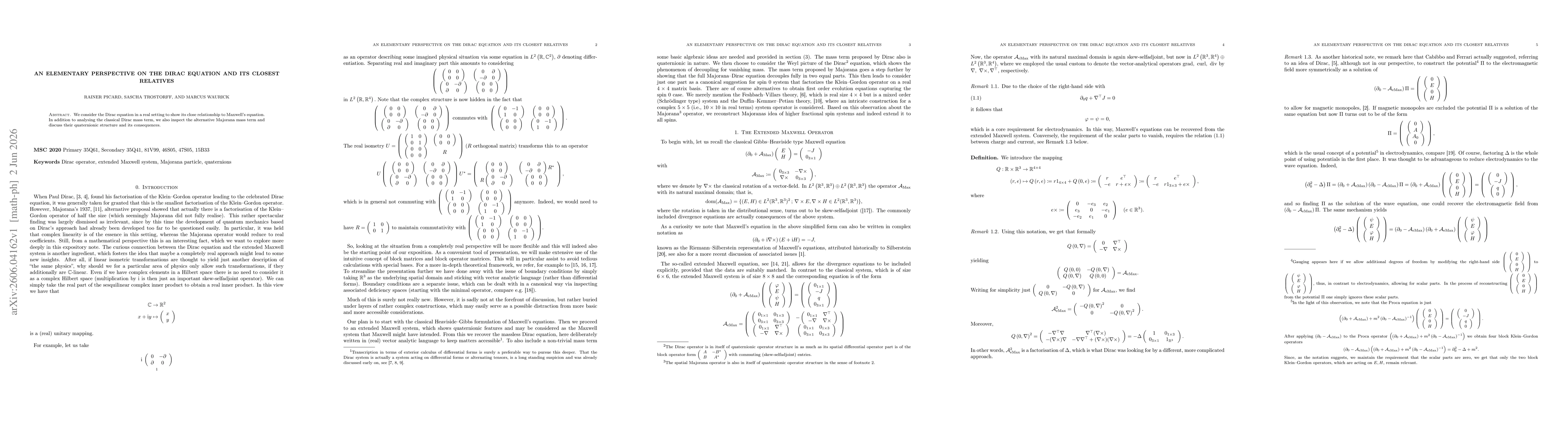 Thumbnail for An Elementary Perspective on the Dirac Equation and its Closest Relatives