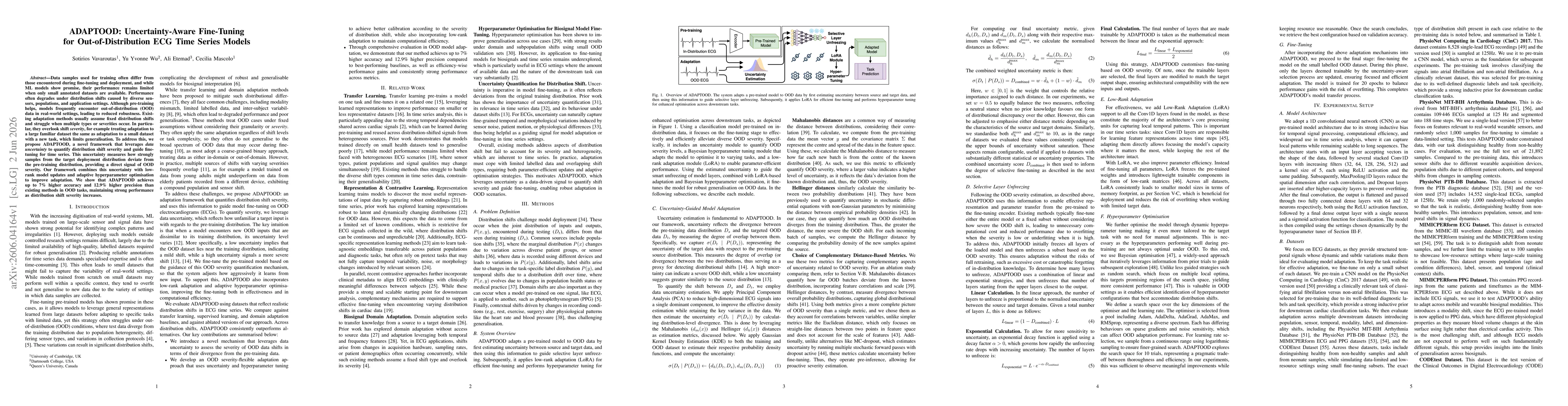 Thumbnail for ADAPTOOD: Uncertainty-Aware Fine-Tuning for Out-of-Distribution ECG Time Series Models