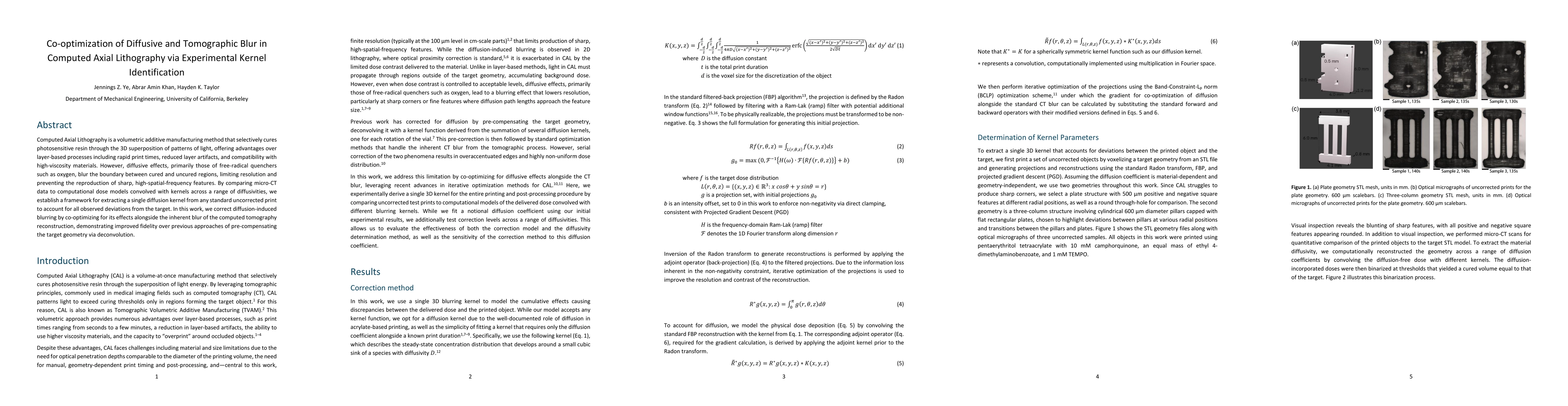 Thumbnail for Co-optimization of Diffusive and Tomographic Blur in Computed Axial Lithography via Experimental Kernel Identification