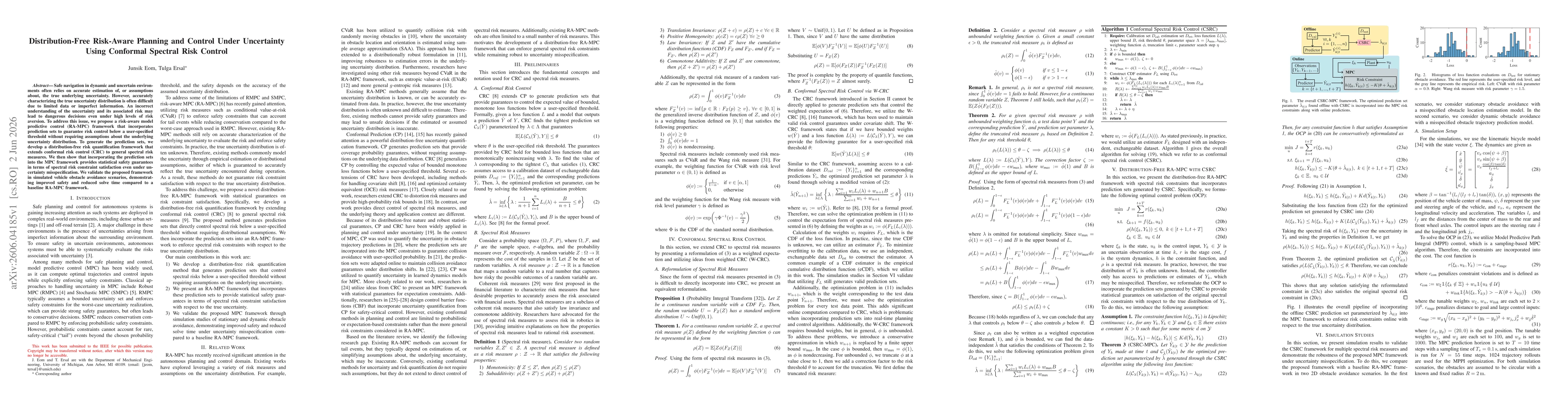 Thumbnail for Distribution-Free Risk-Aware Planning and Control Under Uncertainty Using Conformal Spectral Risk Control