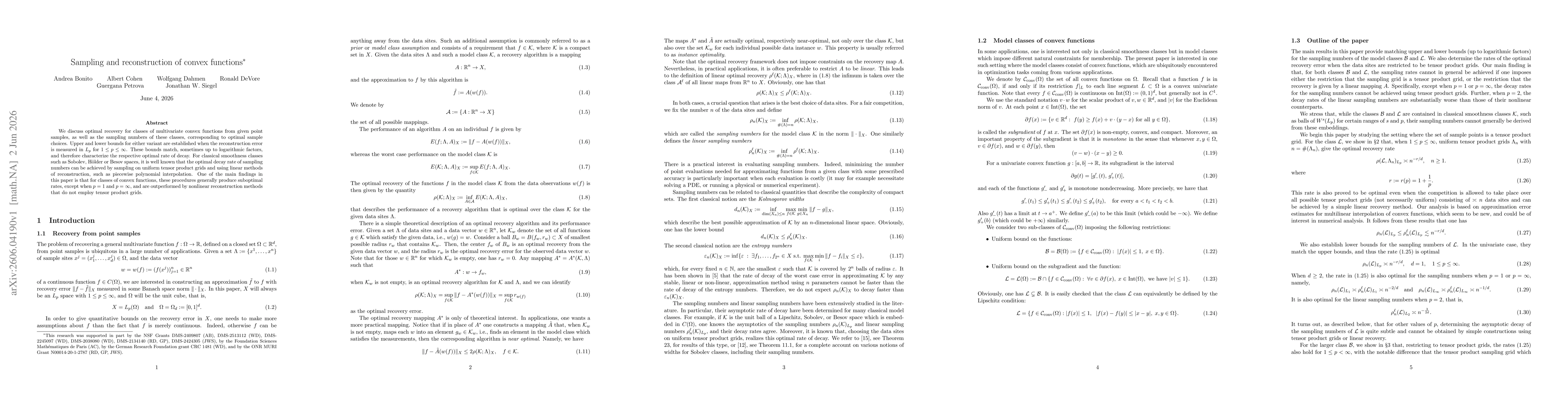 Thumbnail for Sampling and reconstruction of convex functions