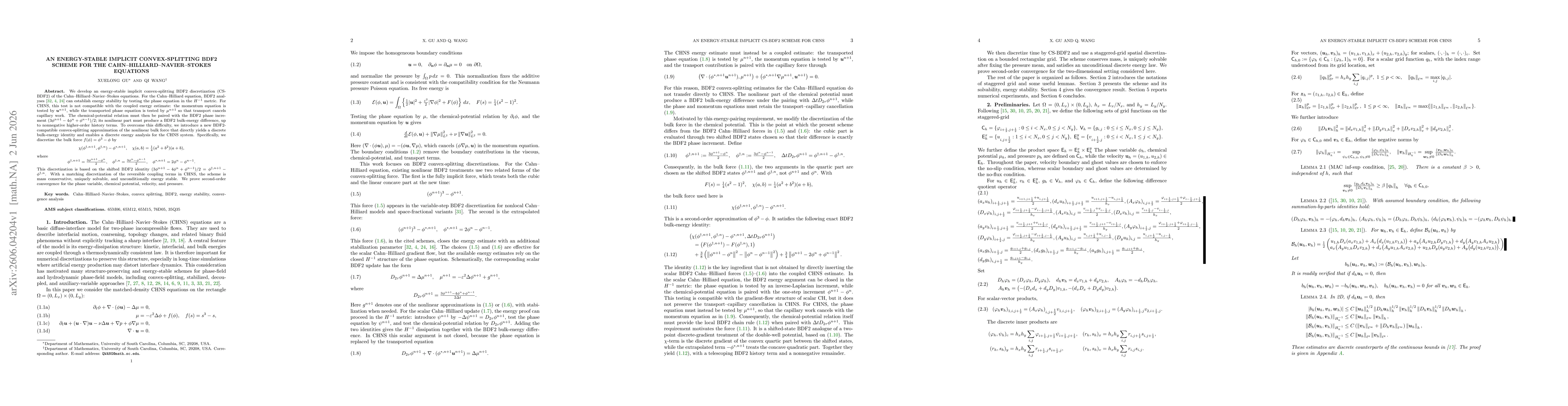 Thumbnail for An Energy-Stable Implicit Convex-Splitting BDF2 Scheme for the Cahn-Hilliard-Navier-Stokes Equations