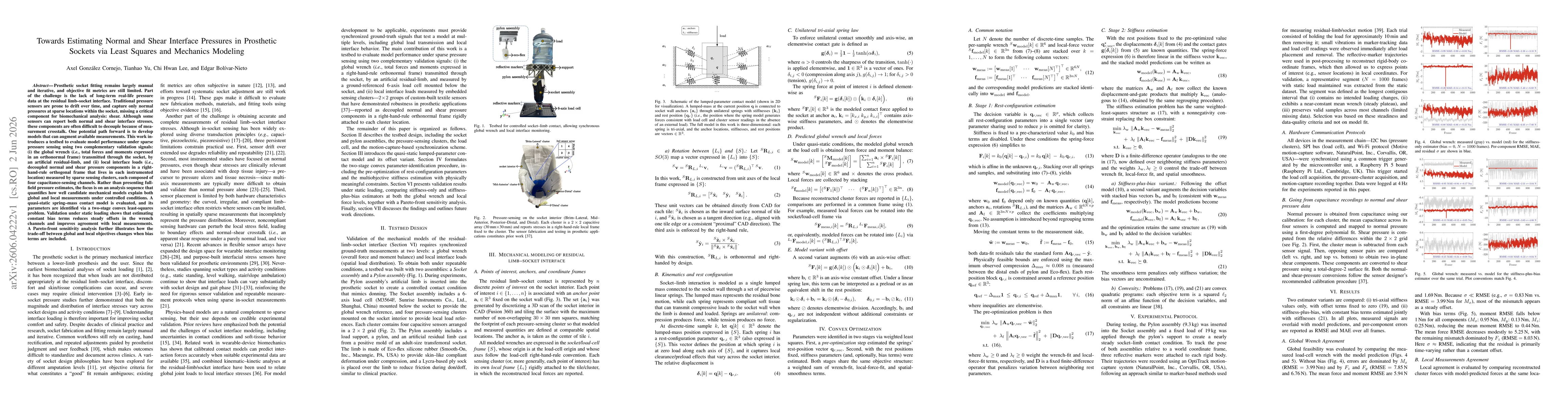 Thumbnail for Towards Estimating Normal and Shear Interface Pressures in Prosthetic Sockets via Least Squares and Mechanics Modeling