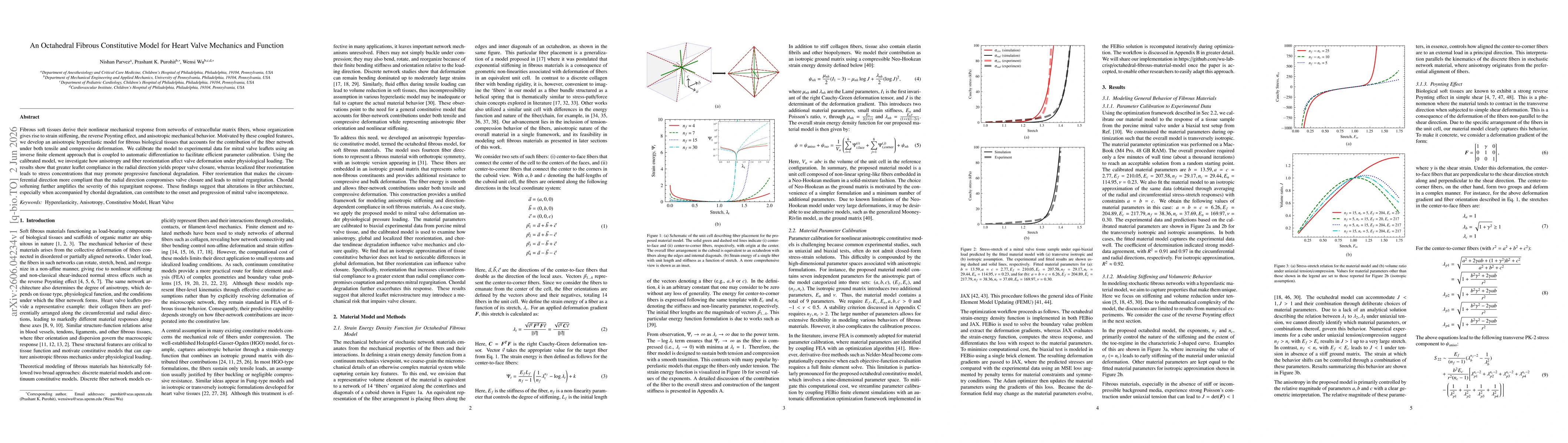 Thumbnail for An Octahedral Fibrous Constitutive Model for Heart Valve Mechanics and Function