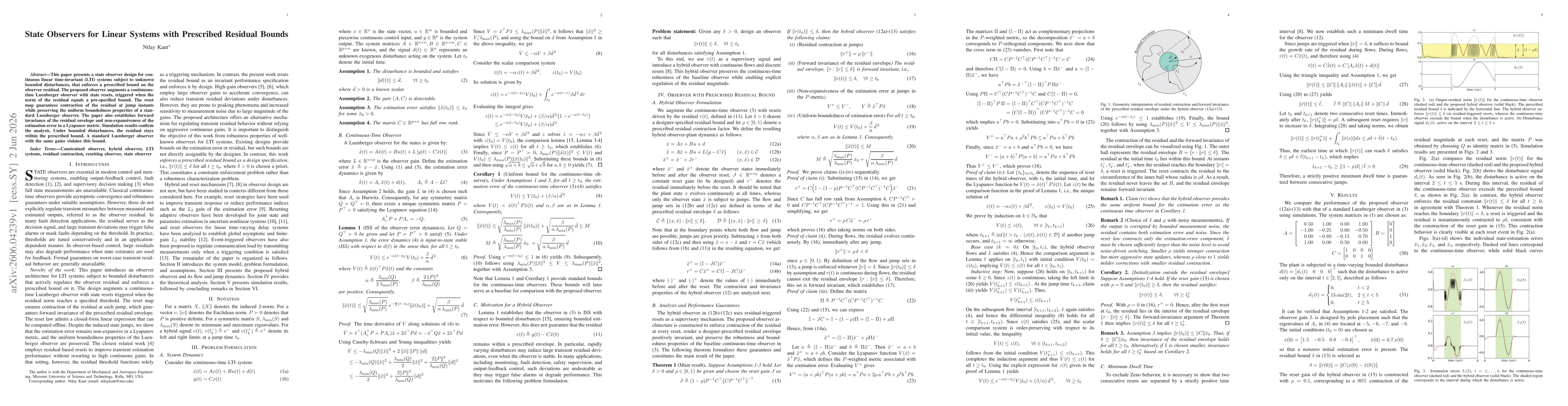 Thumbnail for State Observers for Linear Systems with Prescribed Residual Bounds