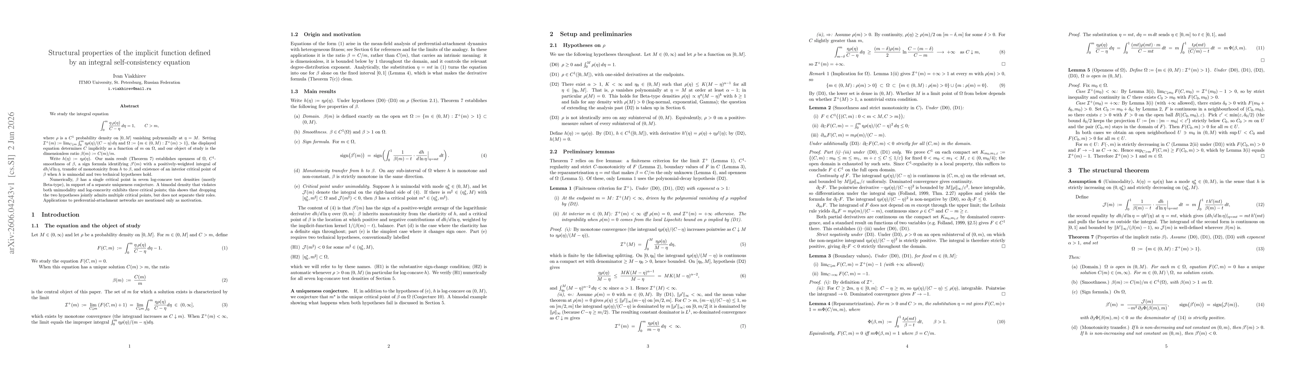 Thumbnail for Structural properties of the implicit function defined by an integral self-consistency equation