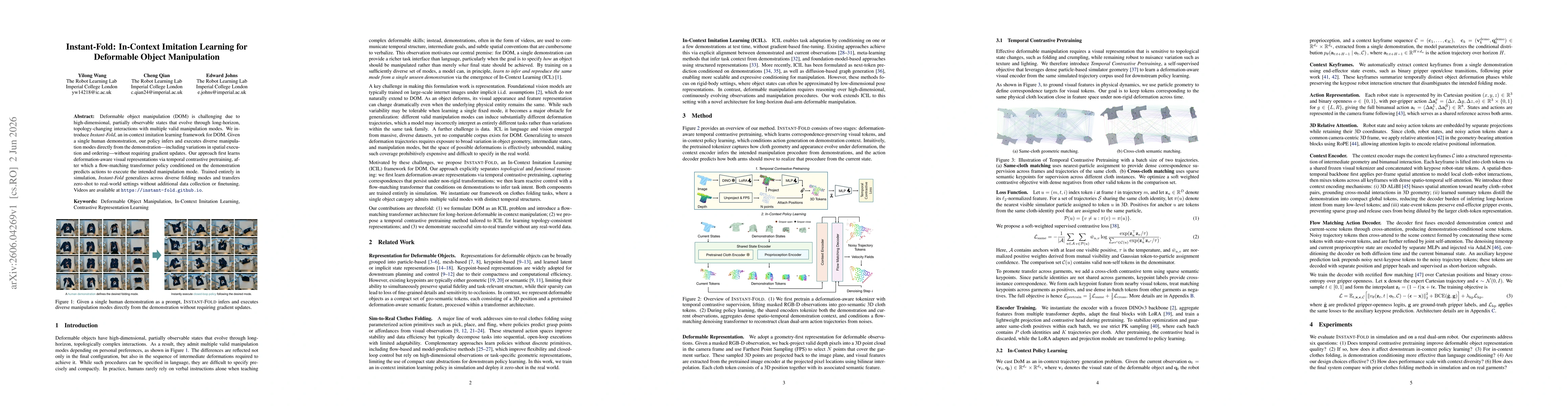 Thumbnail for Instant-Fold: In-Context Imitation Learning for Deformable Object Manipulation