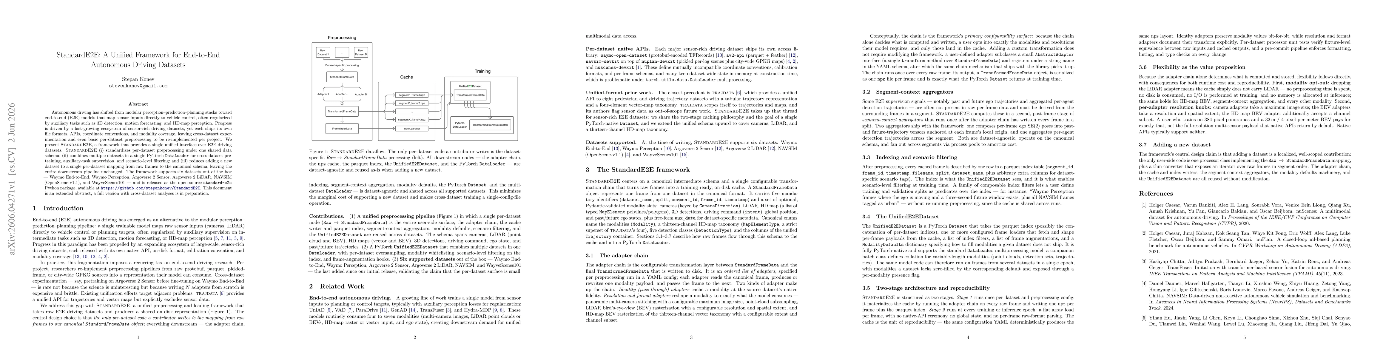 Thumbnail for StandardE2E: A Unified Framework for End-to-End Autonomous Driving Datasets