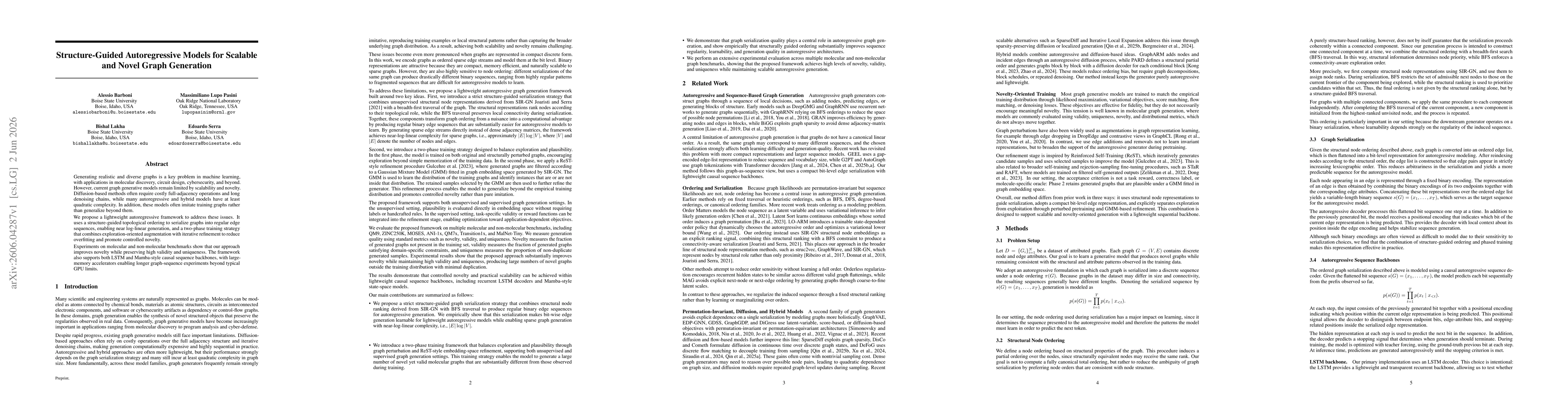 Thumbnail for Scaling Novel Graph Generation via Lightweight Structure-Guided Autoregressive Models